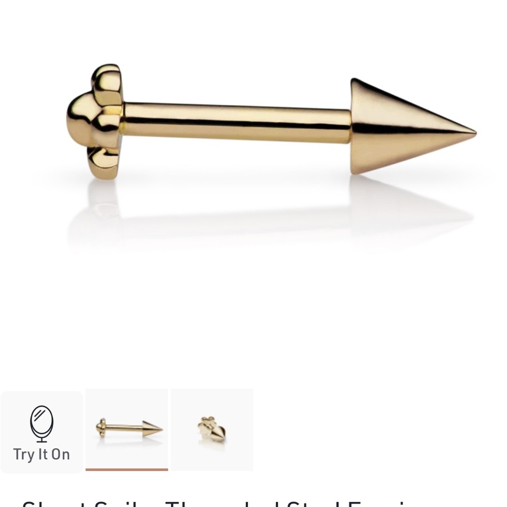 Maria Tash Gold Short Spike Threaded Stud Earring